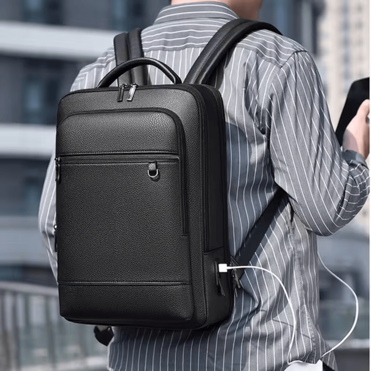 mochila masculina em couro titanium viriati